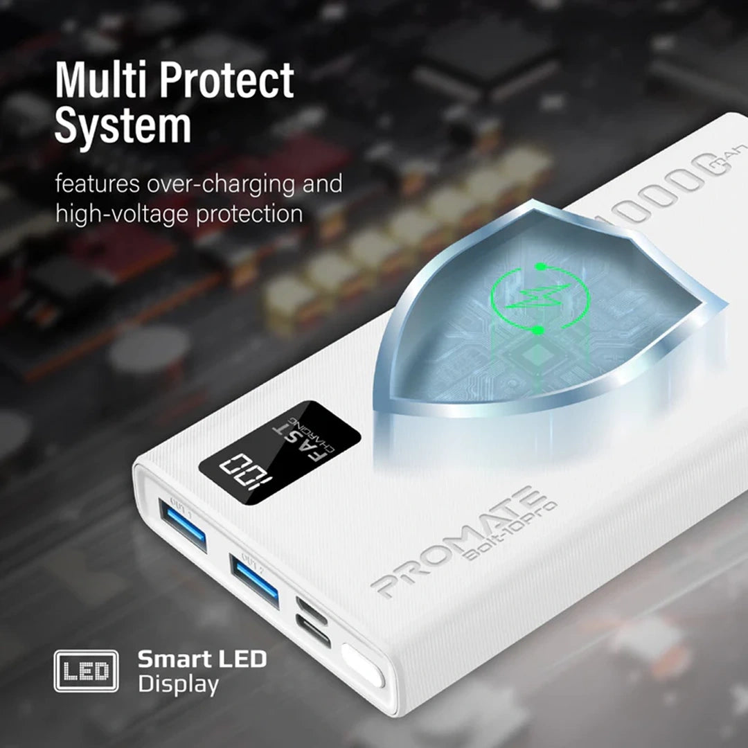 Promate Bolt-10 Pro Slim Design 10000mAh Power Bank with LCD in Qatar Promate Bolt-10 Pro Slim Design 10000mAh Power Bank with LCD in Qatar